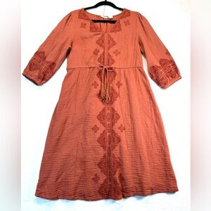 Lucky Brand Terracotta Long Sleeve Dress
